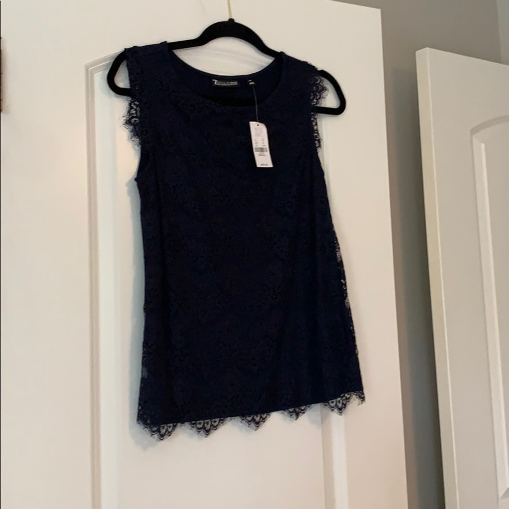 Blue lace front tank